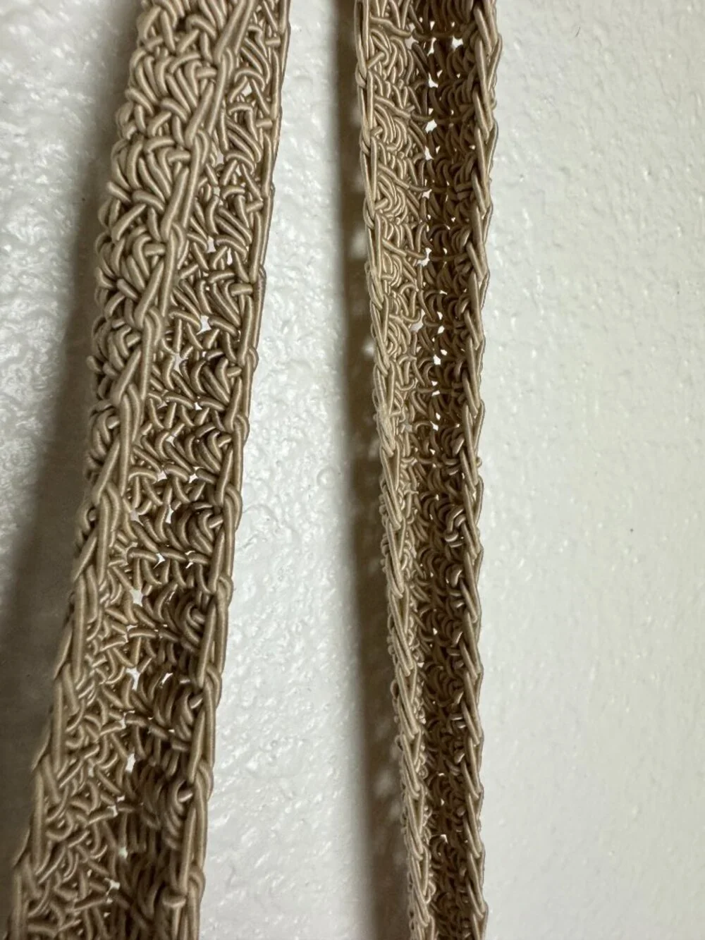 Boho Crochet Style Hippie Crossbody Bag  Long Strap Beige